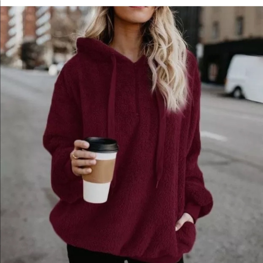Hooded Faux Fur Pullovers with Pockets